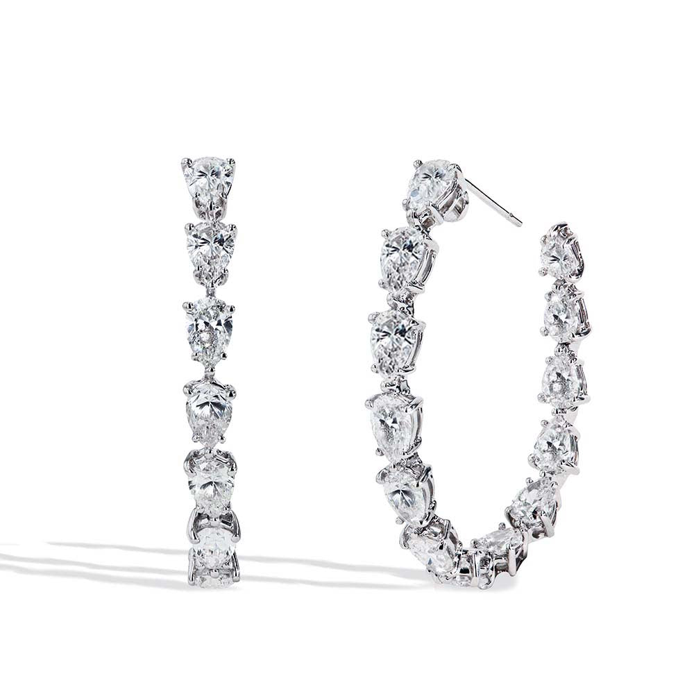 9 Carat Inside Out Pear Shaped Diamond Hoops