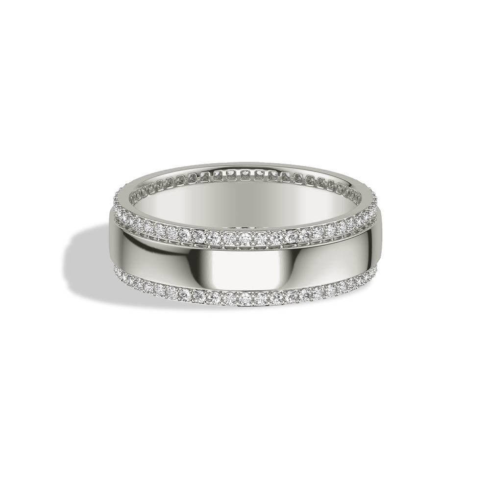 Diamond Pave Edge Men's Wedding Band