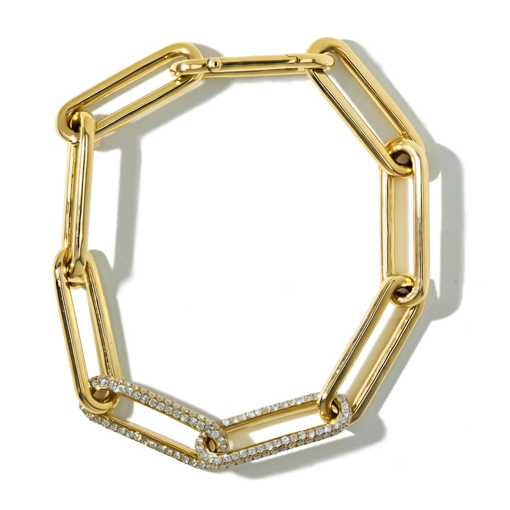 Gold Paperclip Bracelet With 2.35ctw Diamonds