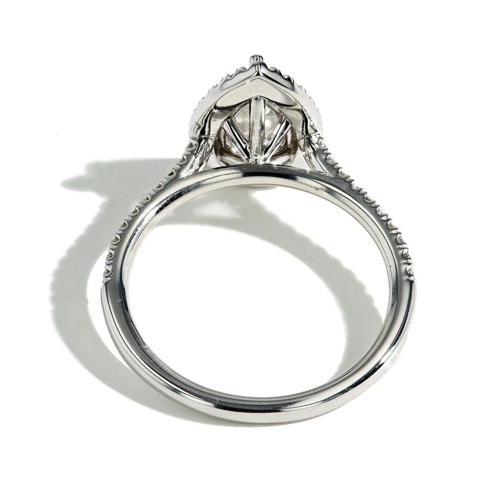 1.01 Carat Pear Shape Halo Engagement Ring - J/SI2 GIA Certified