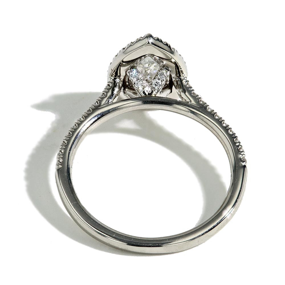 0.95 Pear Shape Halo Engagement Ring - G/SI1 GIA Certified