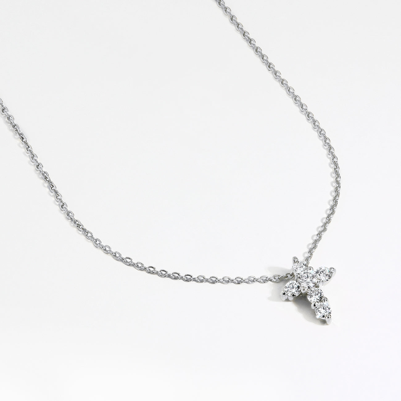 Roberto Coin Tiny Treasures White Gold Diamond Cross Necklace