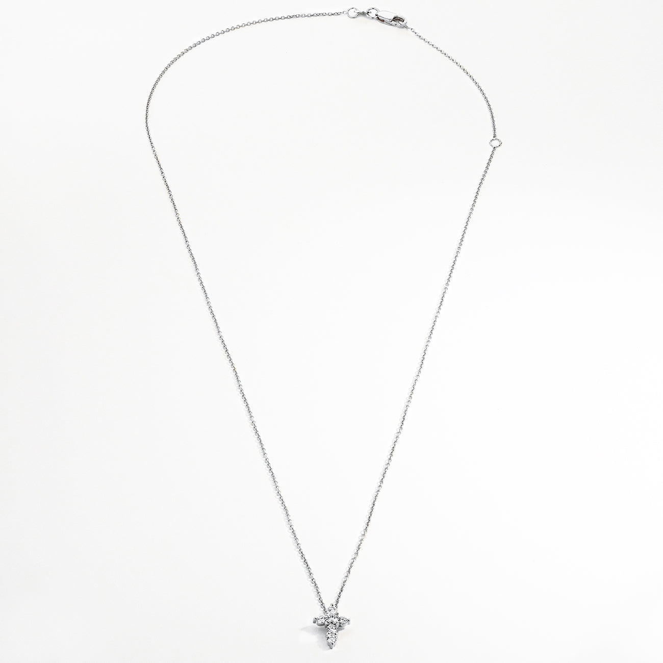 Roberto Coin Tiny Treasures White Gold Diamond Cross Necklace