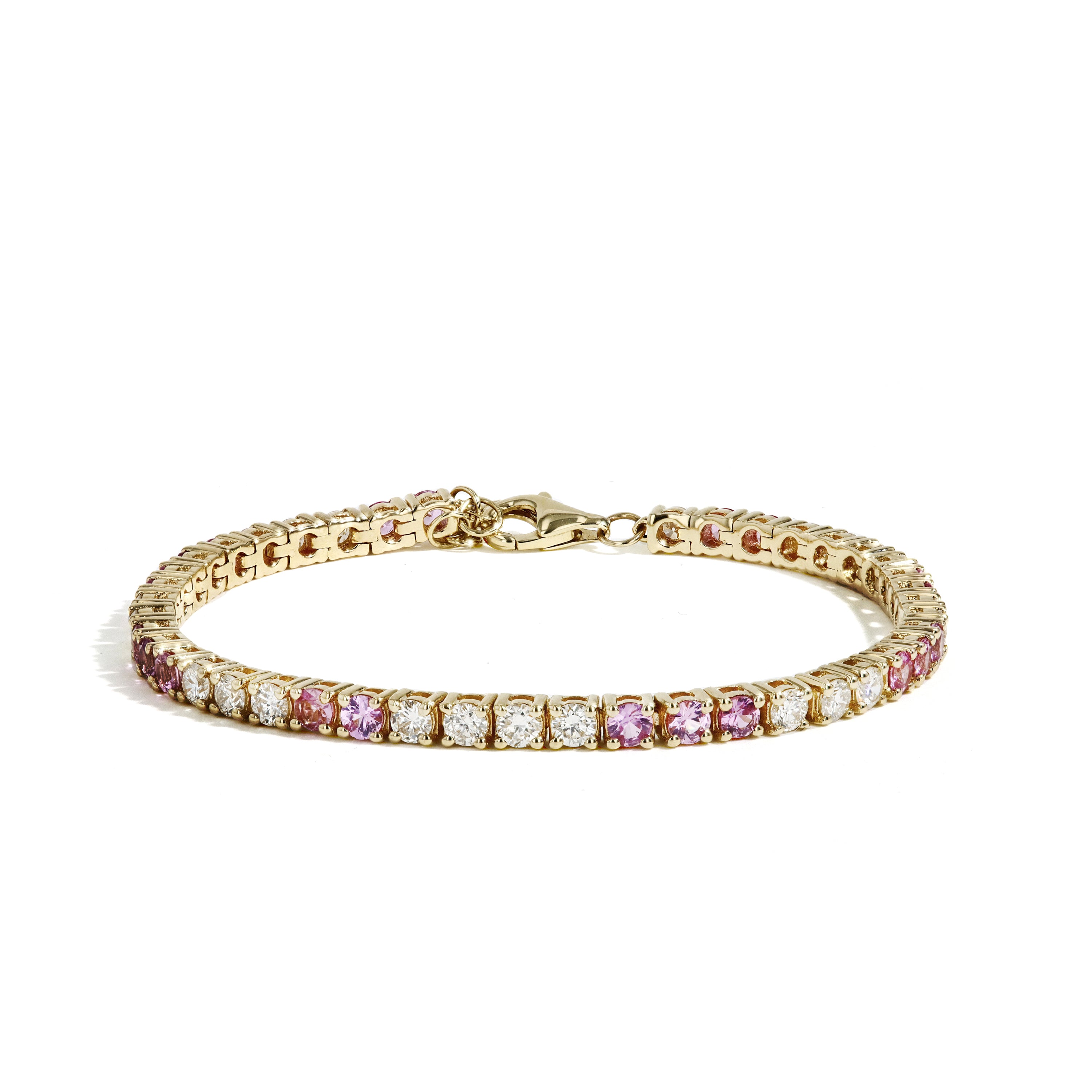 Pink Sapphire and Diamond Tennis Bracelet