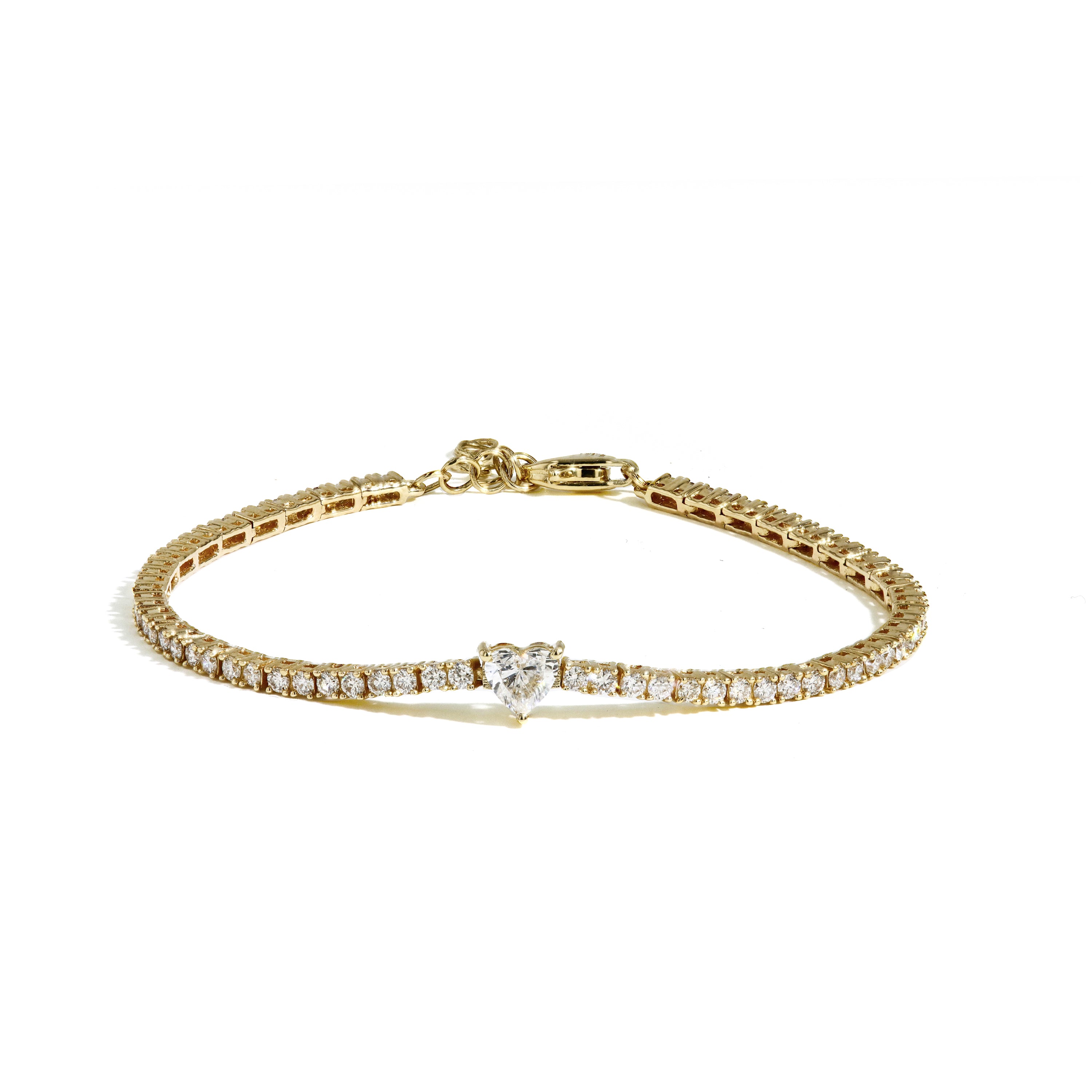 Heart Diamond Station Tennis Bracelet