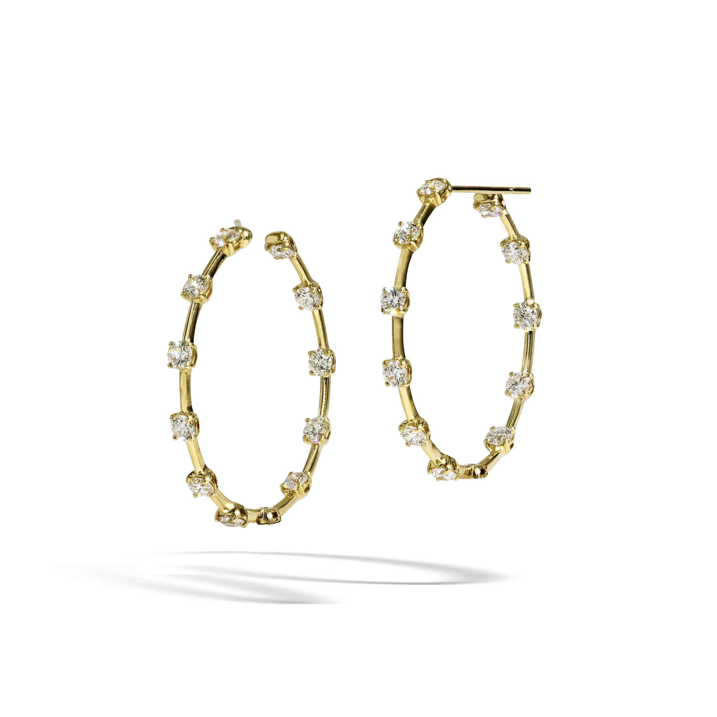 Round Diamond Station Hoops