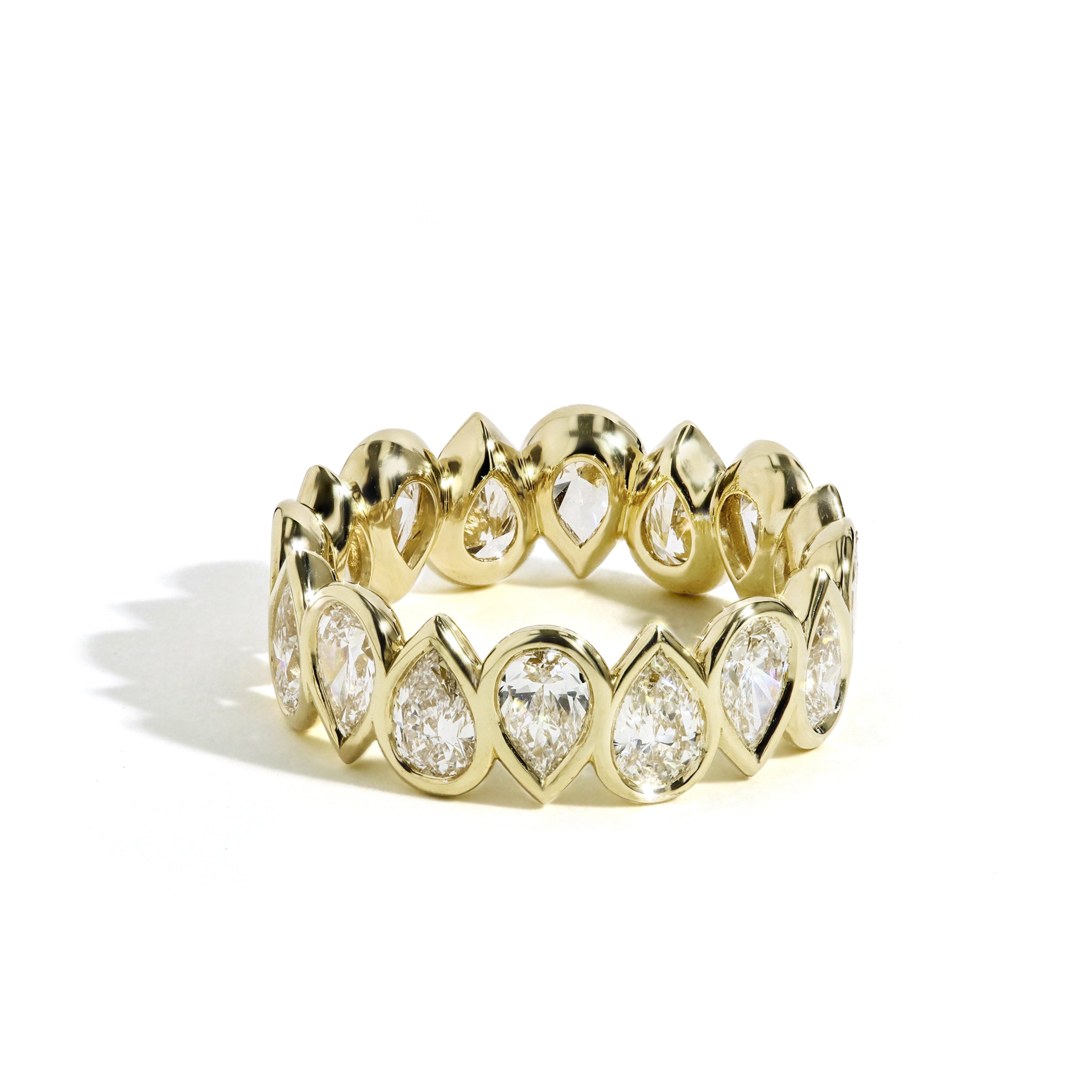 Rahaminov 3.8 Carat Pear Shaped Diamond Bezel Eternity Ring