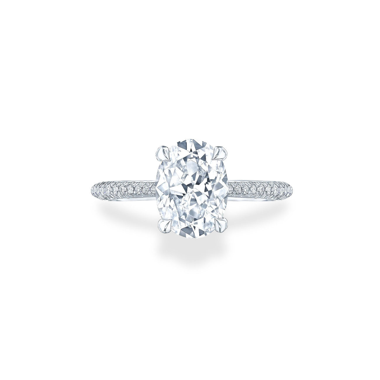 Tacori Oval Halfway French Pave Hidden Halo Engagement Ring Setting