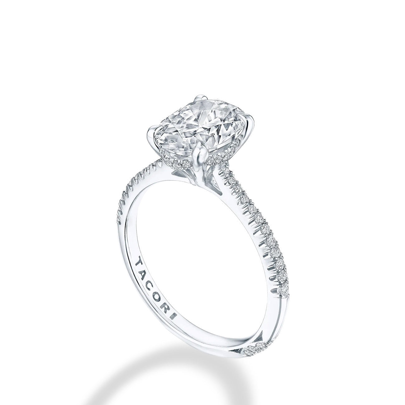 Tacori Oval Halfway French Pave Hidden Halo Engagement Ring Setting