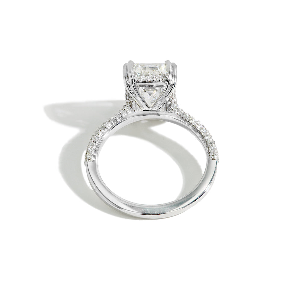 4 Carat Lab Grown Emerald Cut Engagement Ring with Pave