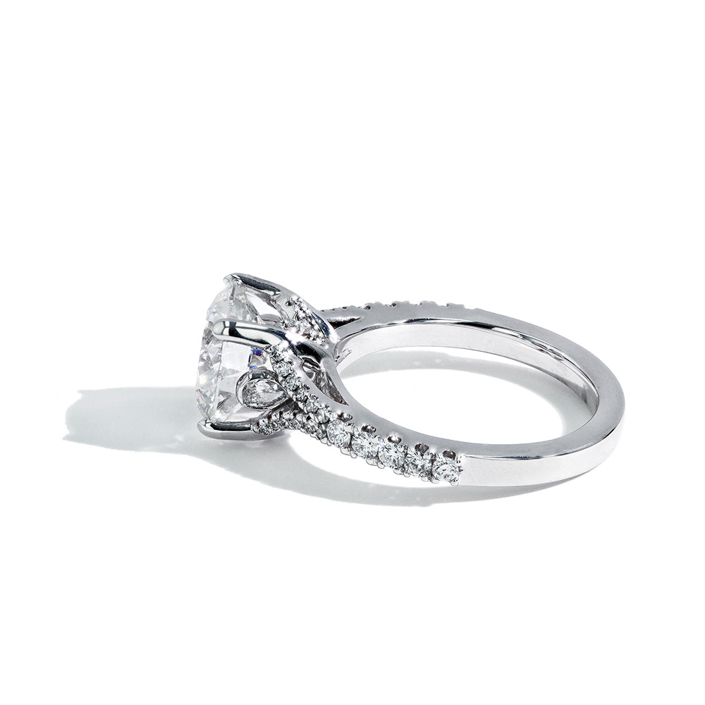 3.51 Carat Round Lab Grown Diamond Pave Engagement Ring