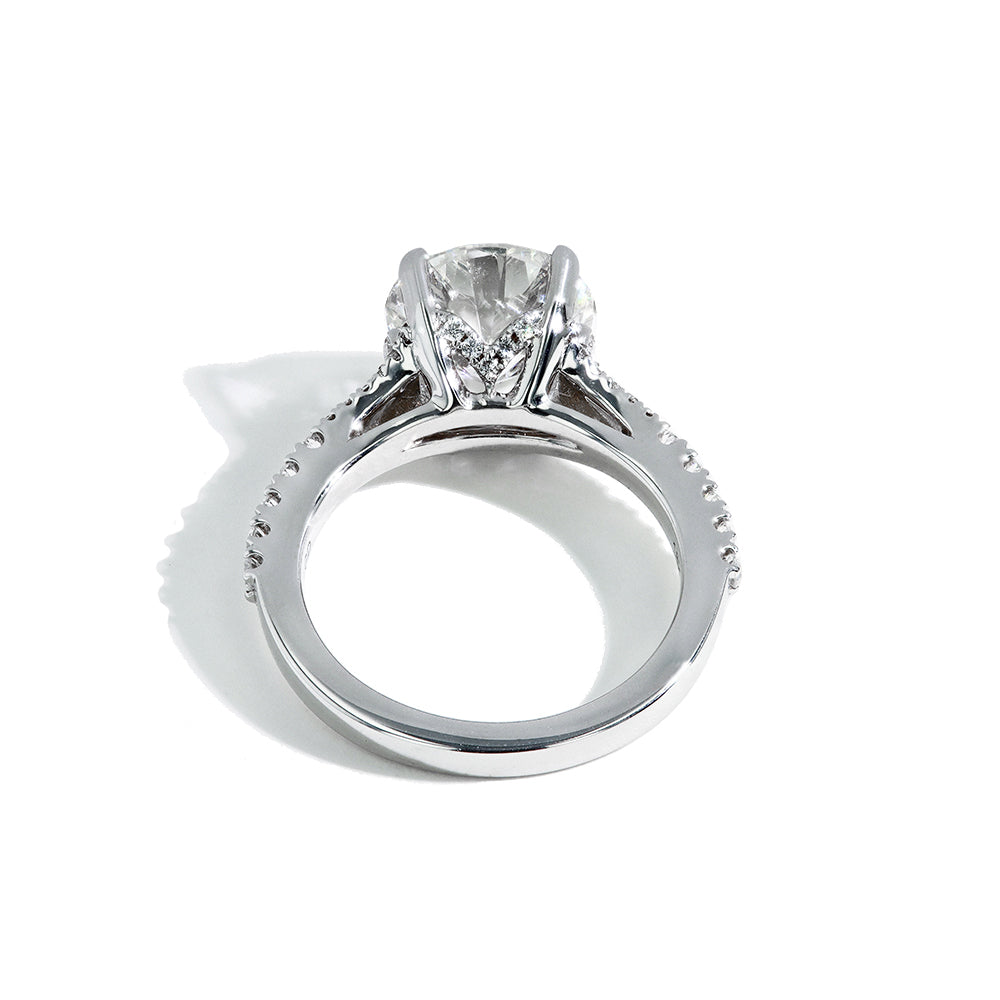 3.51 Carat Round Lab Grown Diamond Pave Engagement Ring