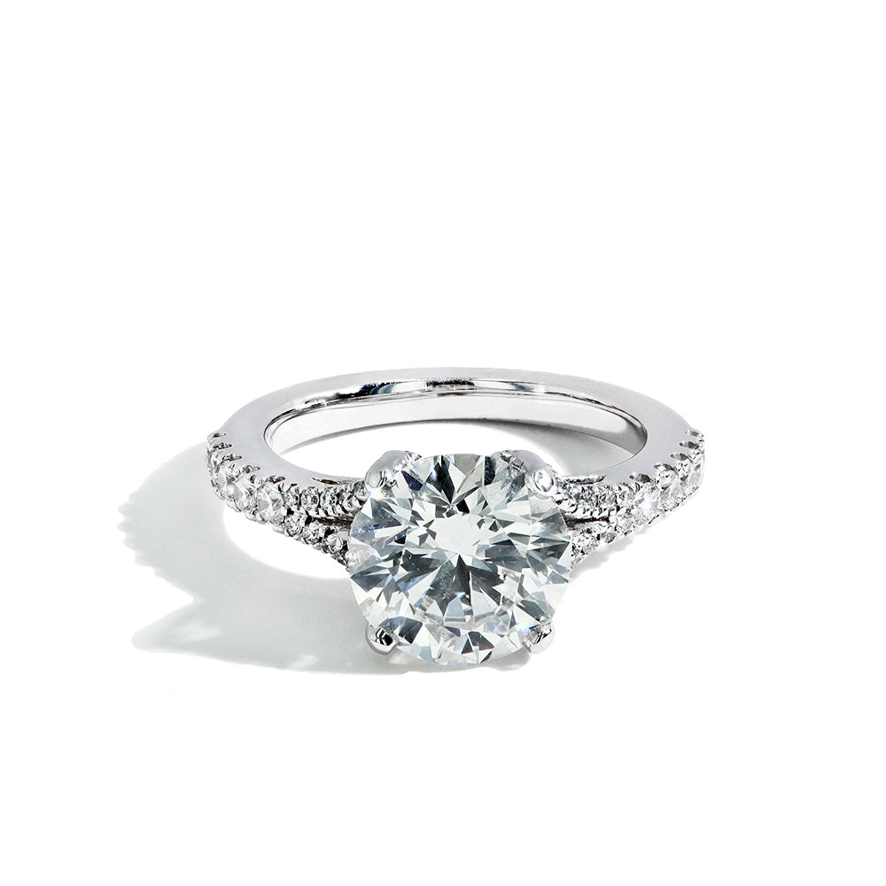 3.51 Carat Round Lab Grown Diamond Pave Engagement Ring