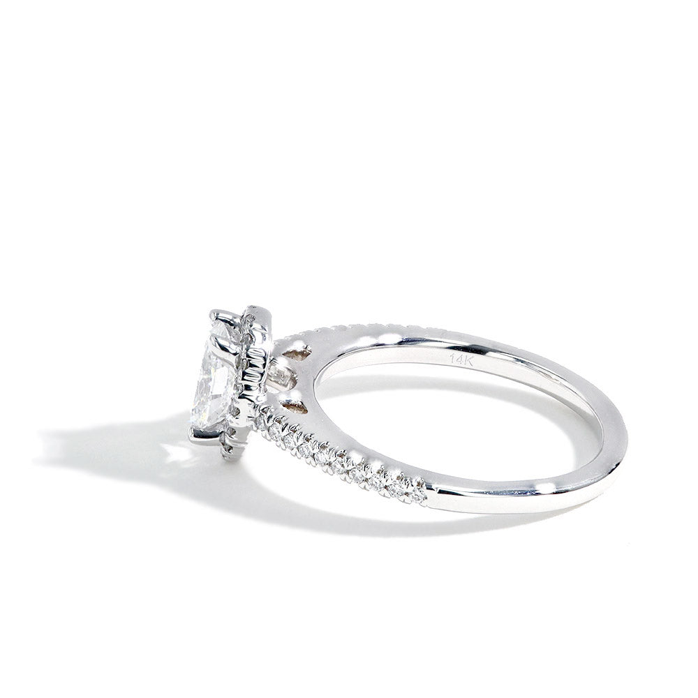 3/4 Carat Lab Grown Oval Diamond Halo Engagement Ring