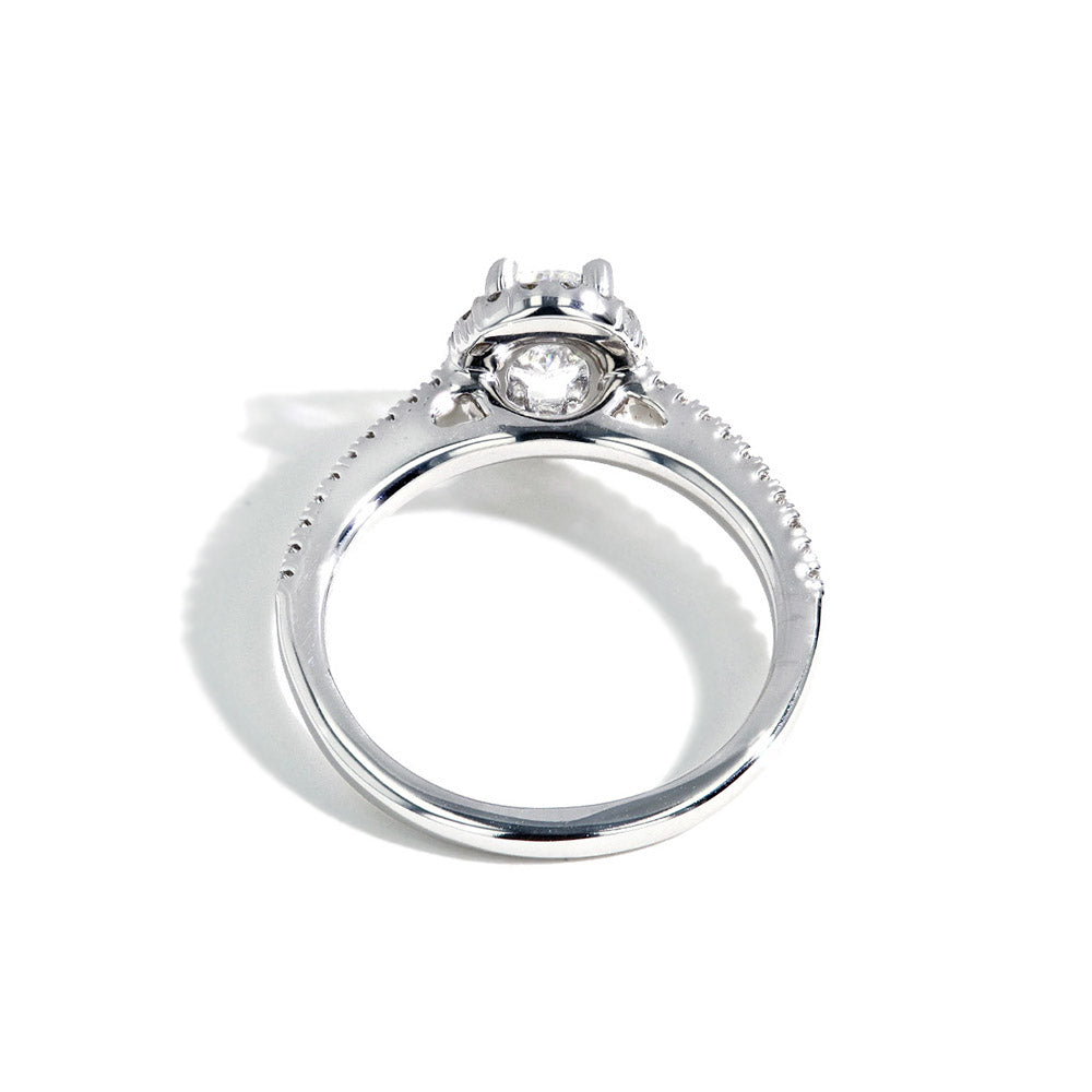 3/4 Carat Lab Grown Oval Diamond Halo Engagement Ring