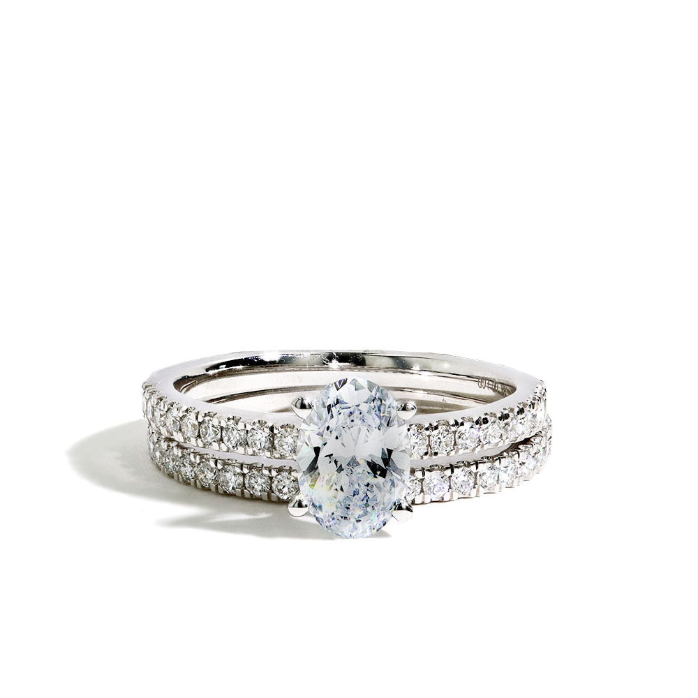 1.54 Carat Lab Grown Diamond Oval Pave Engagement Set
