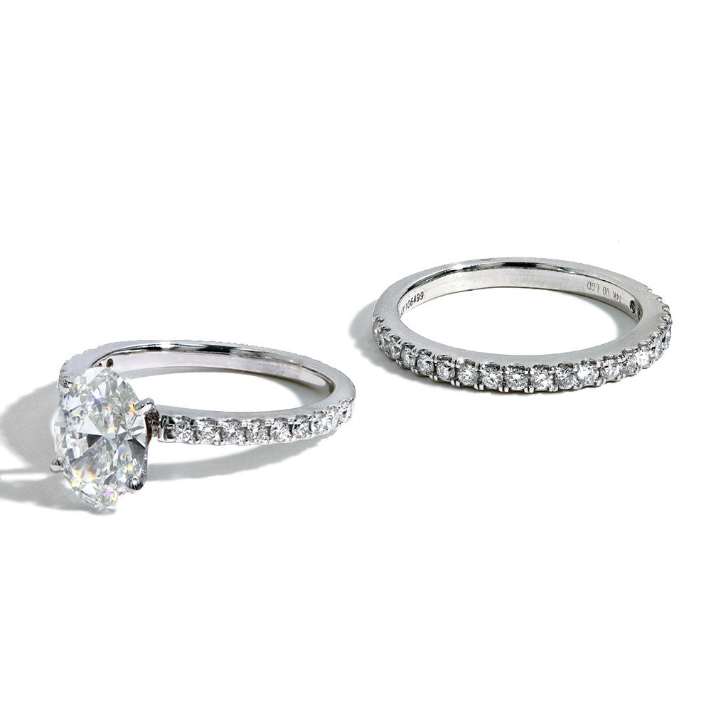 1.54 Carat Lab Grown Diamond Oval Pave Engagement Set