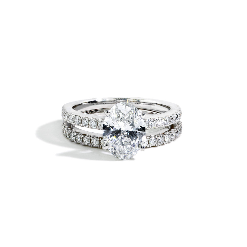 1.54 Carat Lab Grown Diamond Oval Pave Engagement Set