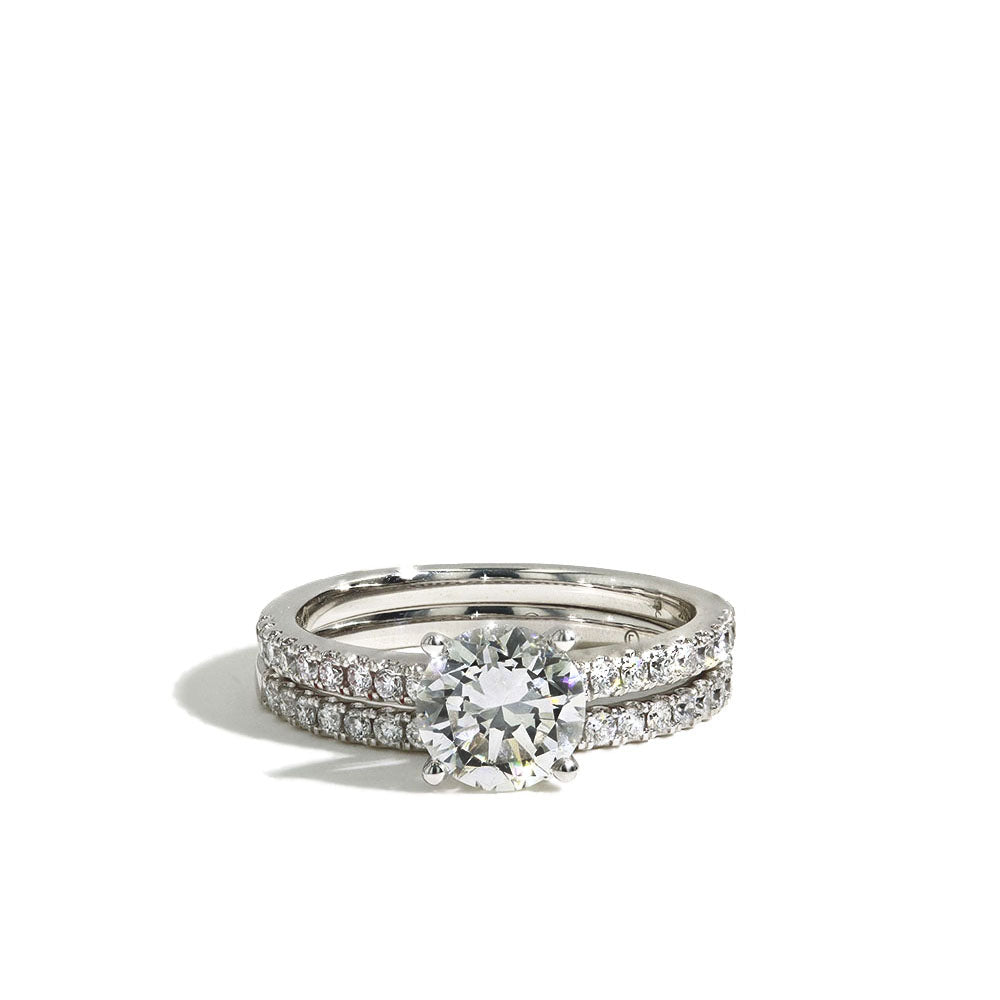 1.50 Carat Lab Grown Diamond Round Pave Engagement Set