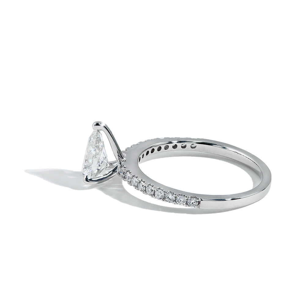 1 Carat Pear Shaped Lab Grown Diamond Pave Engagement Ring