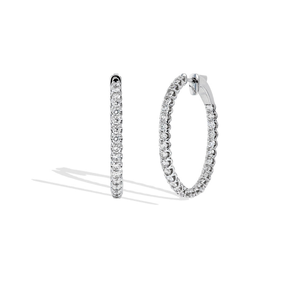 Round Chunky Diamond Hoop Earrings- 3 Carat