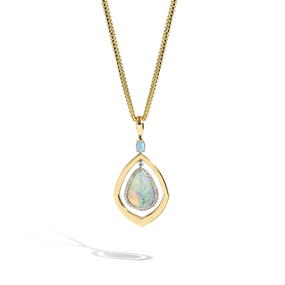 Robert Pelliccia 5 Carat Reversible Opal and Paraiba Pendant Necklace