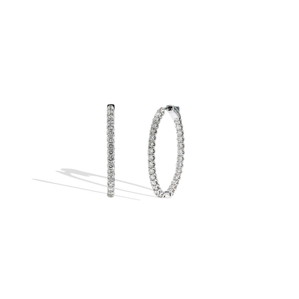 Oval Inside Out Round Diamond Hoops - 2 CTW