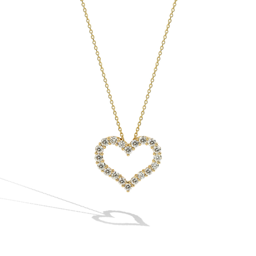 Diamond Heart Necklace in Yellow Gold - 0.75 ctw