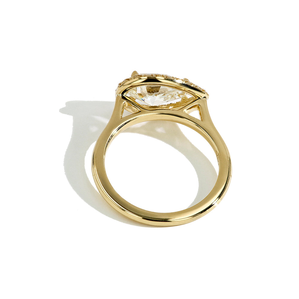 2 Carat East-West Pear Shaped Diamond Halo Engagement Ring