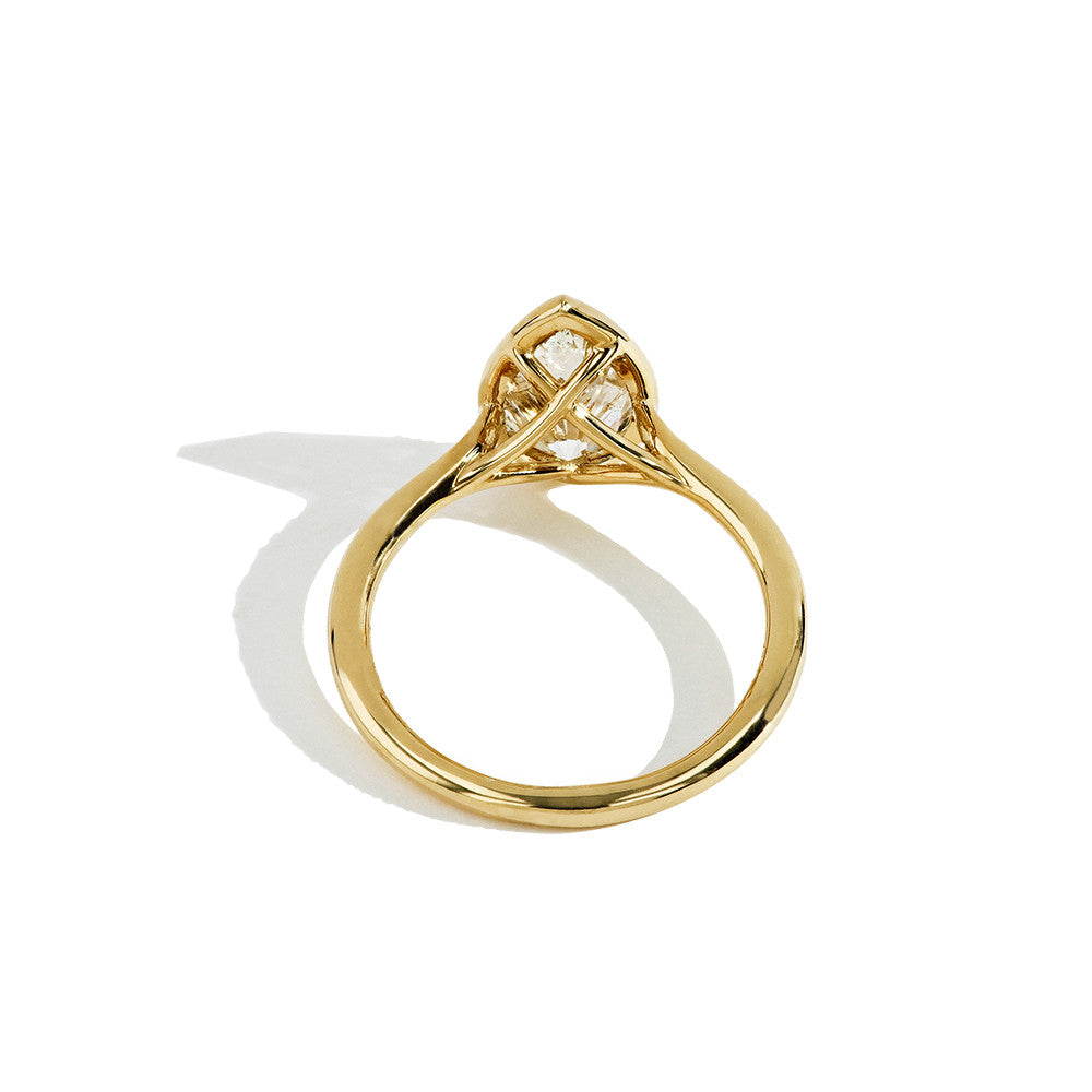Bezel Set Pear Shaped Diamond Solitaire Engagement Ring