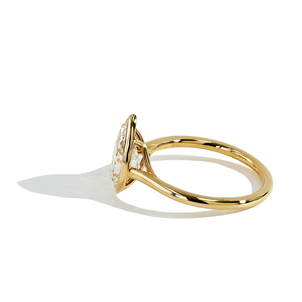 Bezel Set Pear Shaped Diamond Solitaire Engagement Ring Setting
