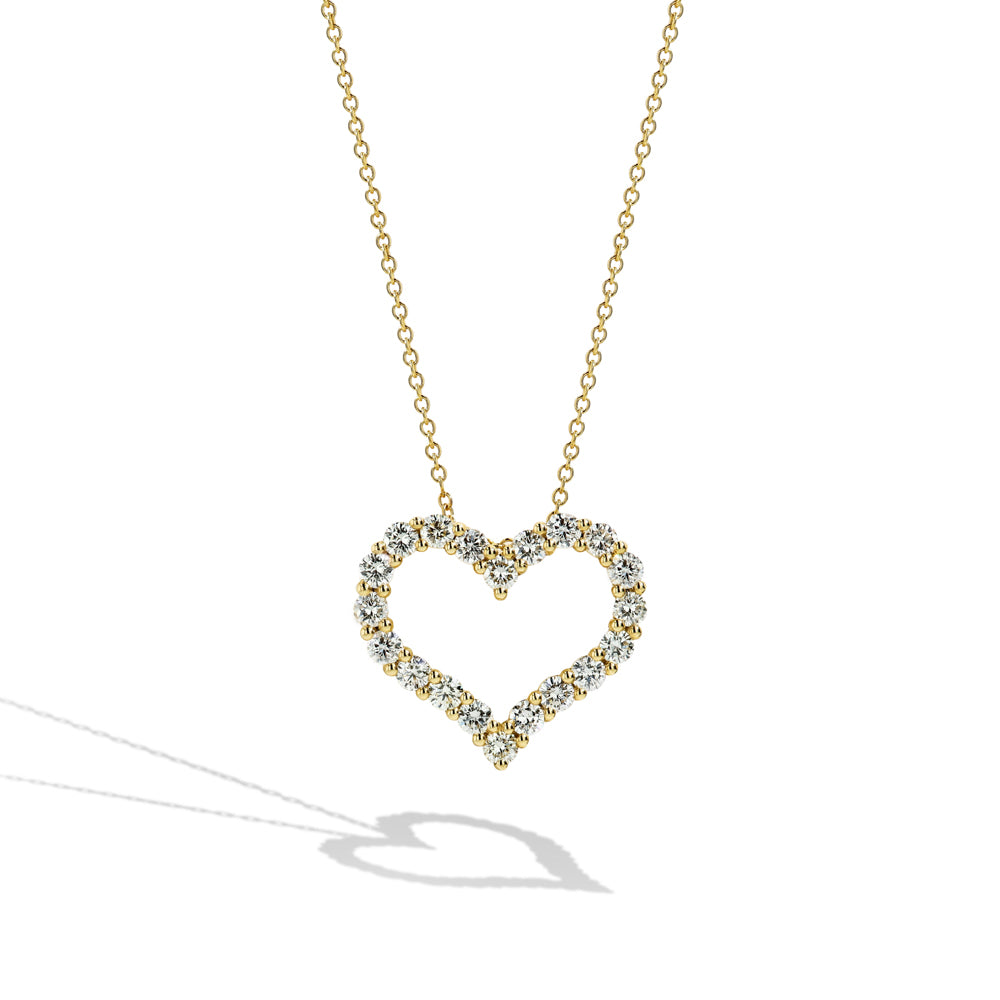 Diamond Heart Necklace in Yellow Gold - 1.00 ctw