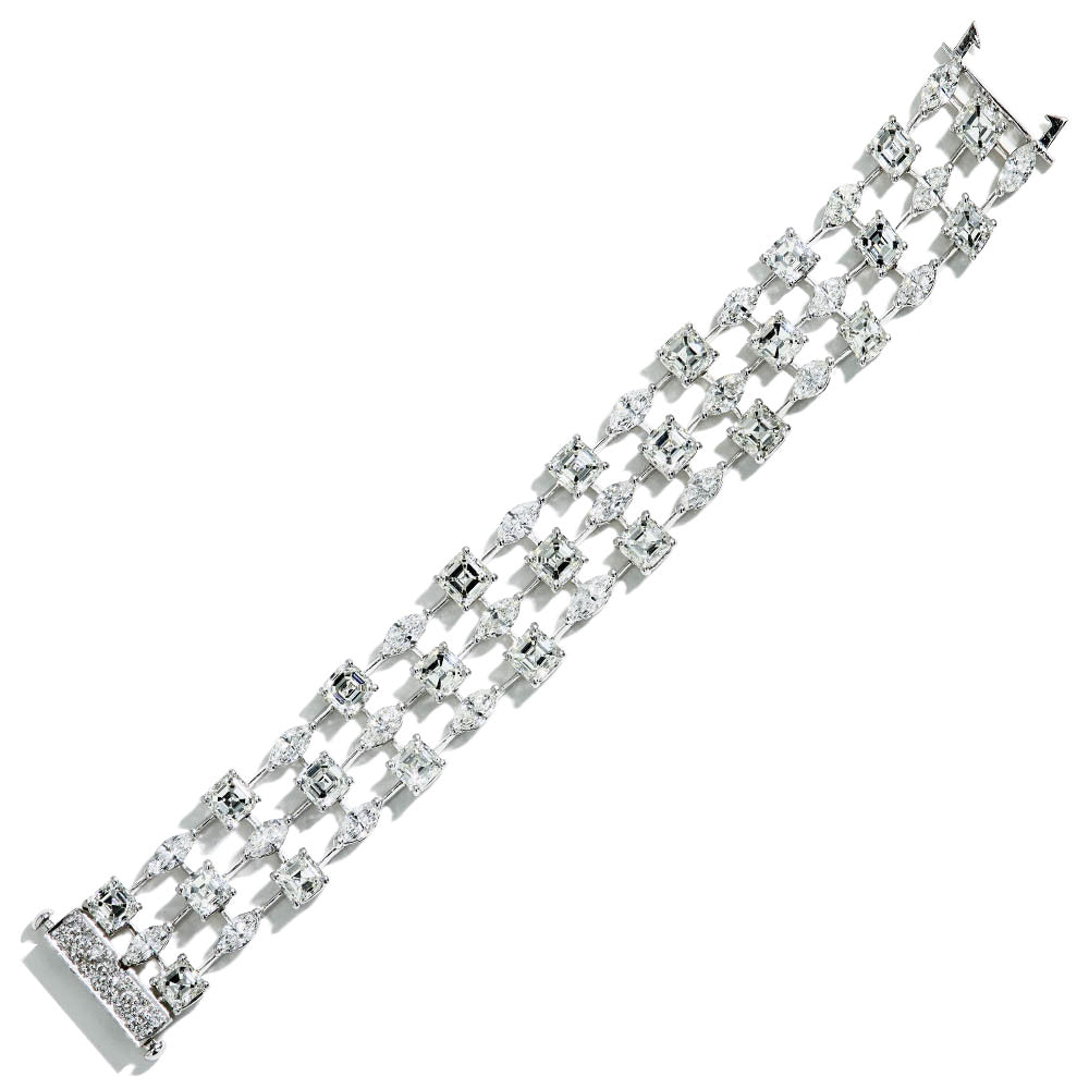 Private Label 3 Row Mixed Fancy Shape Diamond Bracelet