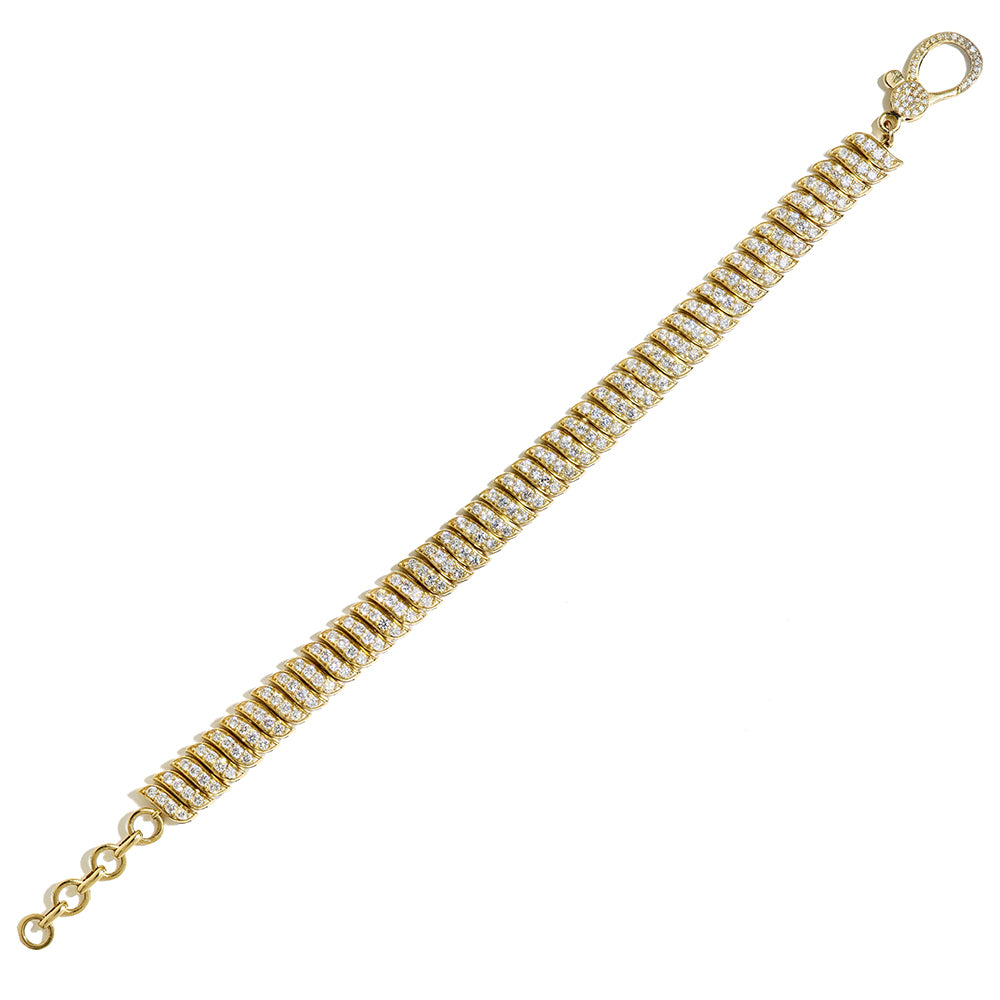 Private Label 14K Curved Link Bracelet with Diamond Clasp