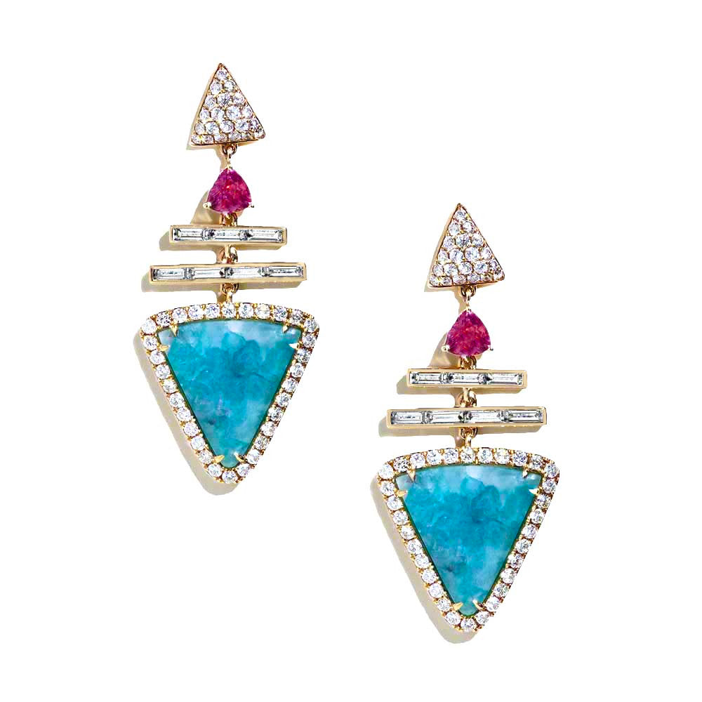 Private Label Tourmaline and Diamond Dangle Earrings