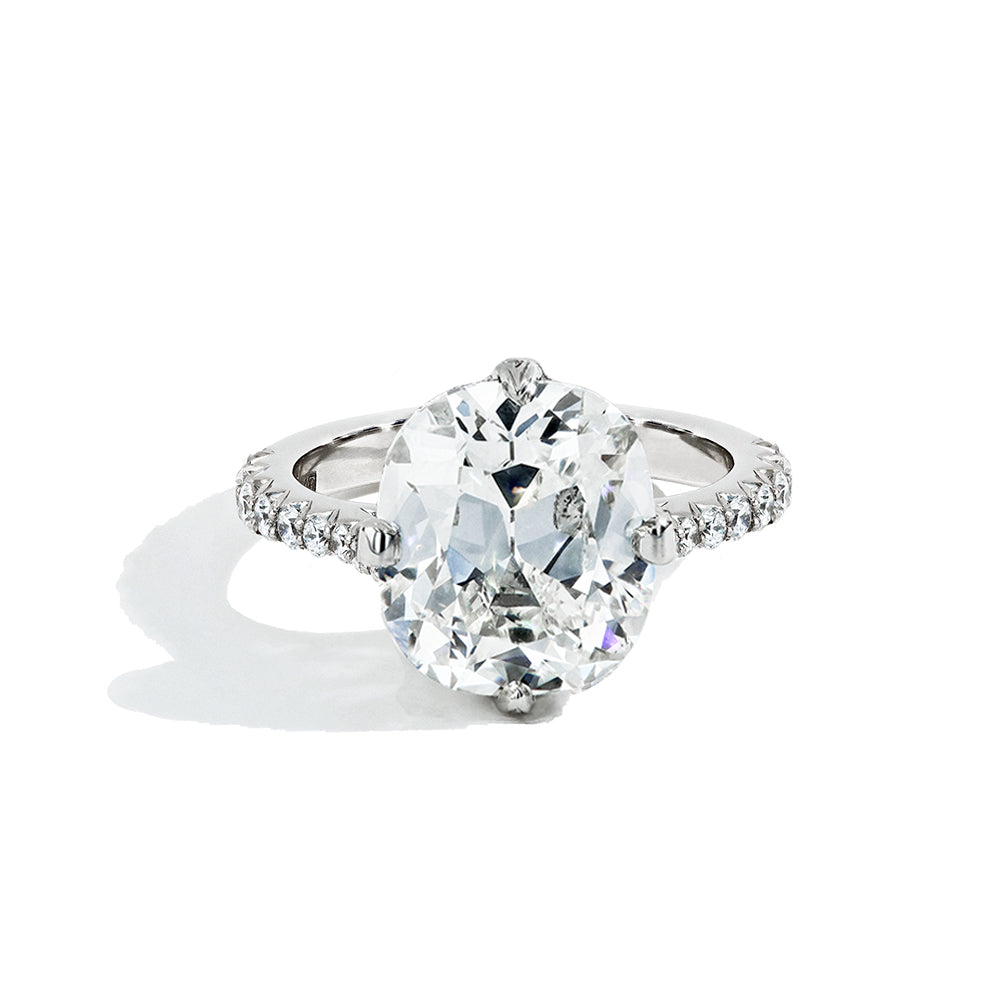 Robert Pelliccia 5 Carat Antique Cushion Diamond Compass Setting Engagement Ring