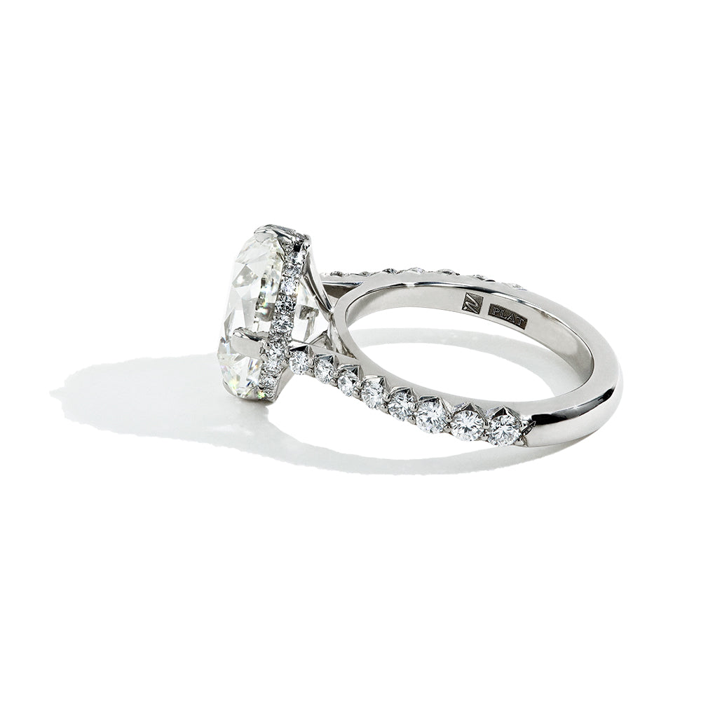 Robert Pelliccia 5 Carat Antique Cushion Diamond Compass Setting Engagement Ring