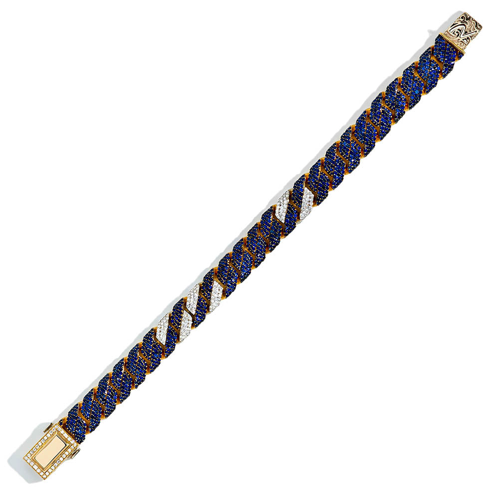 Robert Pelliccia Pavé Blue Sapphire Cuban Link Bracelet