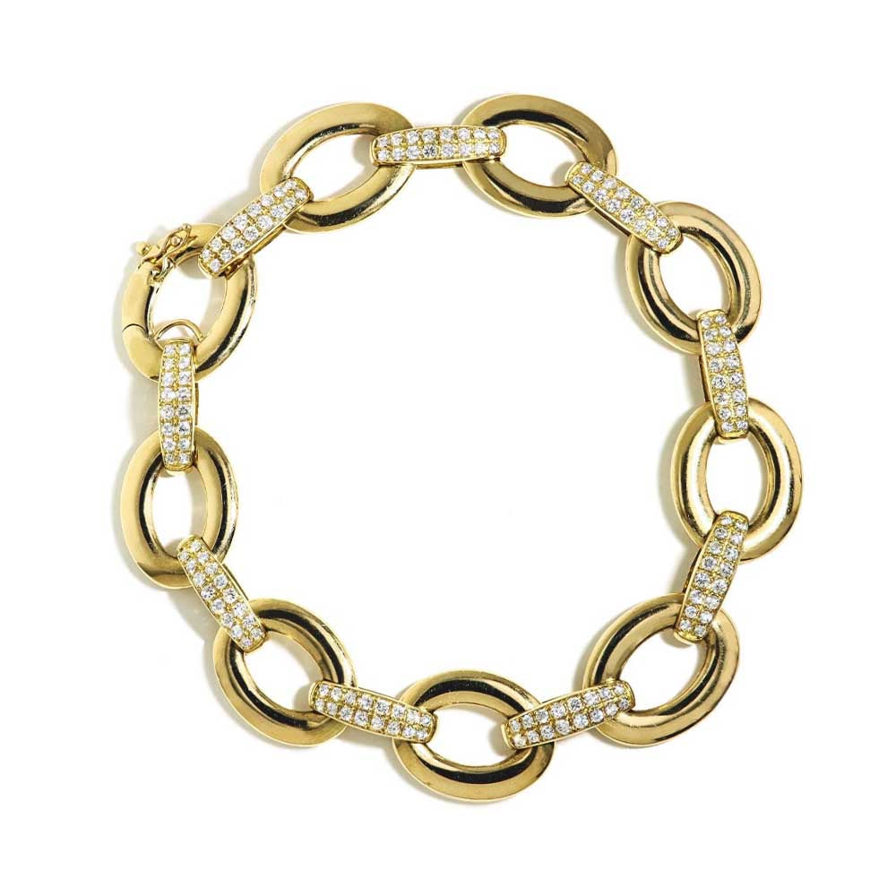 Private Label 18K Oval Link Bracelet with Diamonds