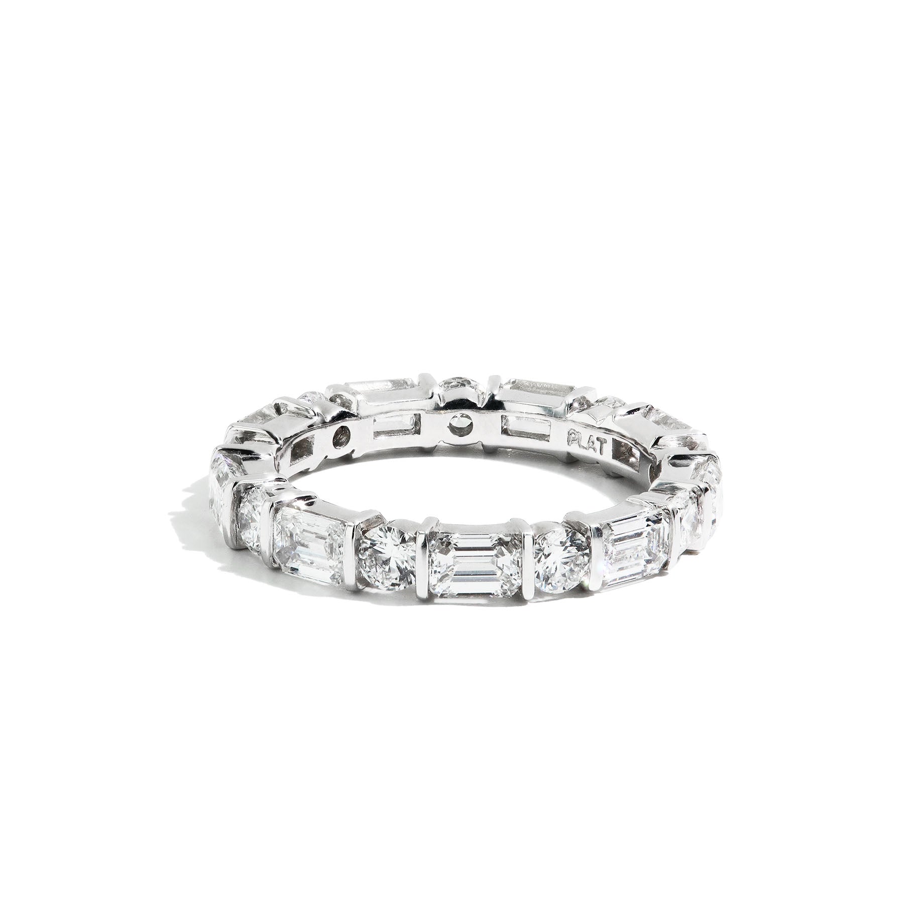 2.63ctw Round and Emerald Cut Diamond Eternity Ring in Platinum