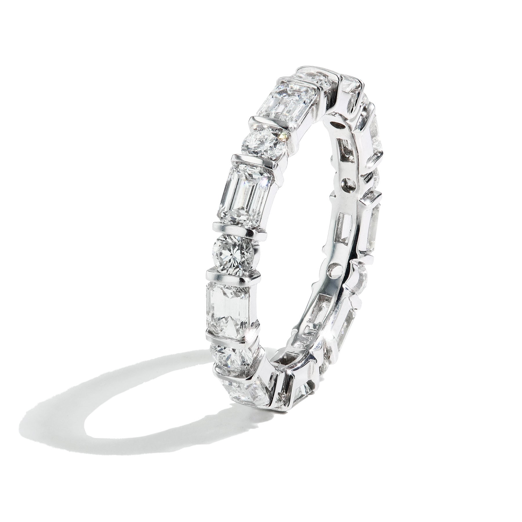 2.63ctw Round and Emerald Cut Diamond Eternity Ring in Platinum