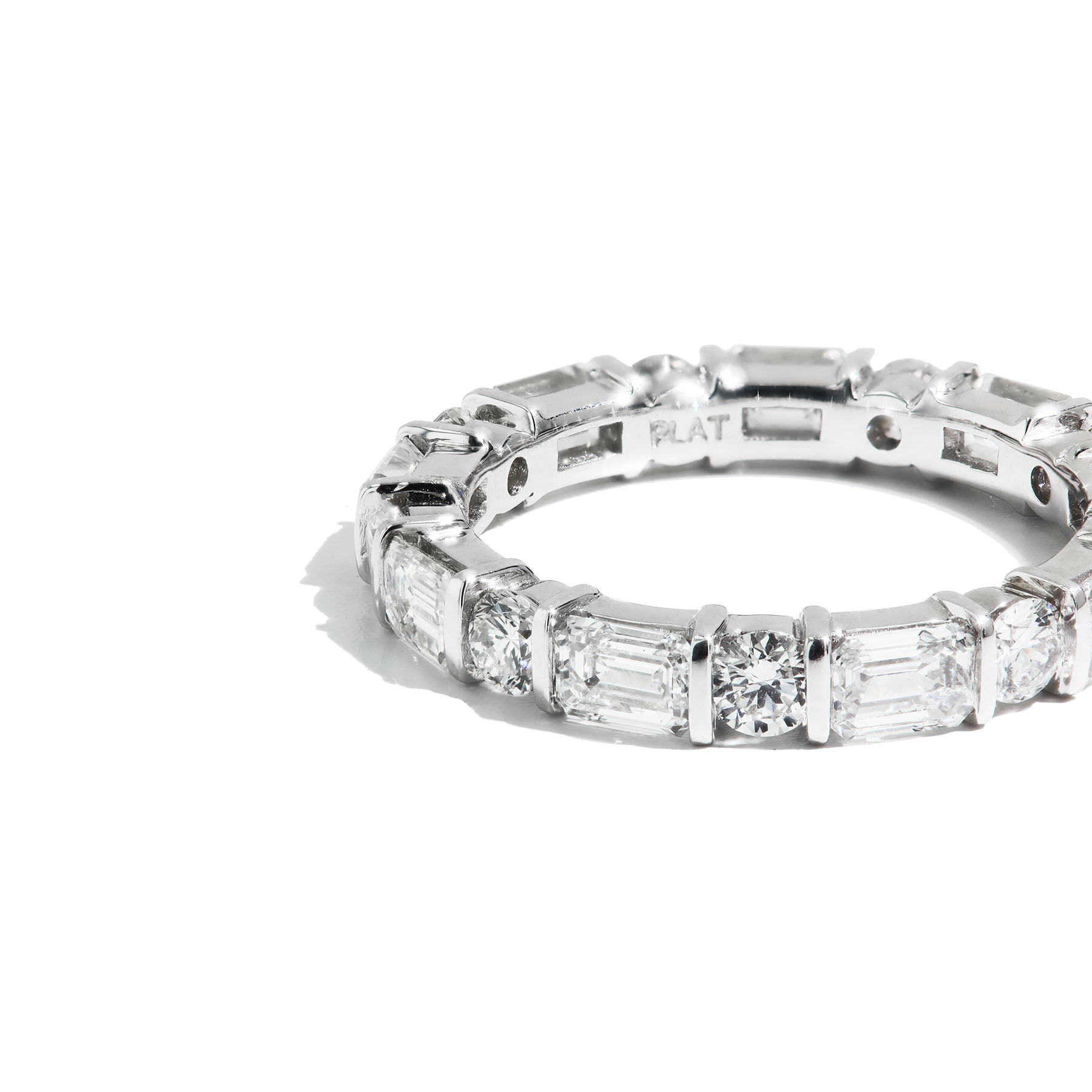 2.63ctw Round and Emerald Cut Diamond Eternity Ring in Platinum