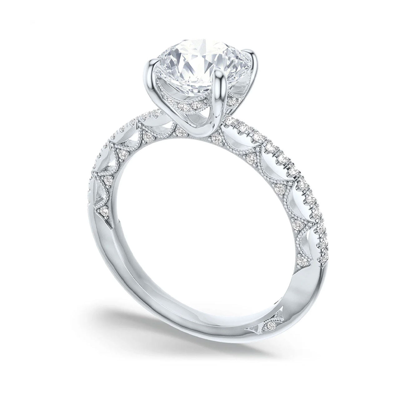 Tacori Lunetta Crescent Lunetta Crescent Round Halfway Pave Engagement Ring Setting