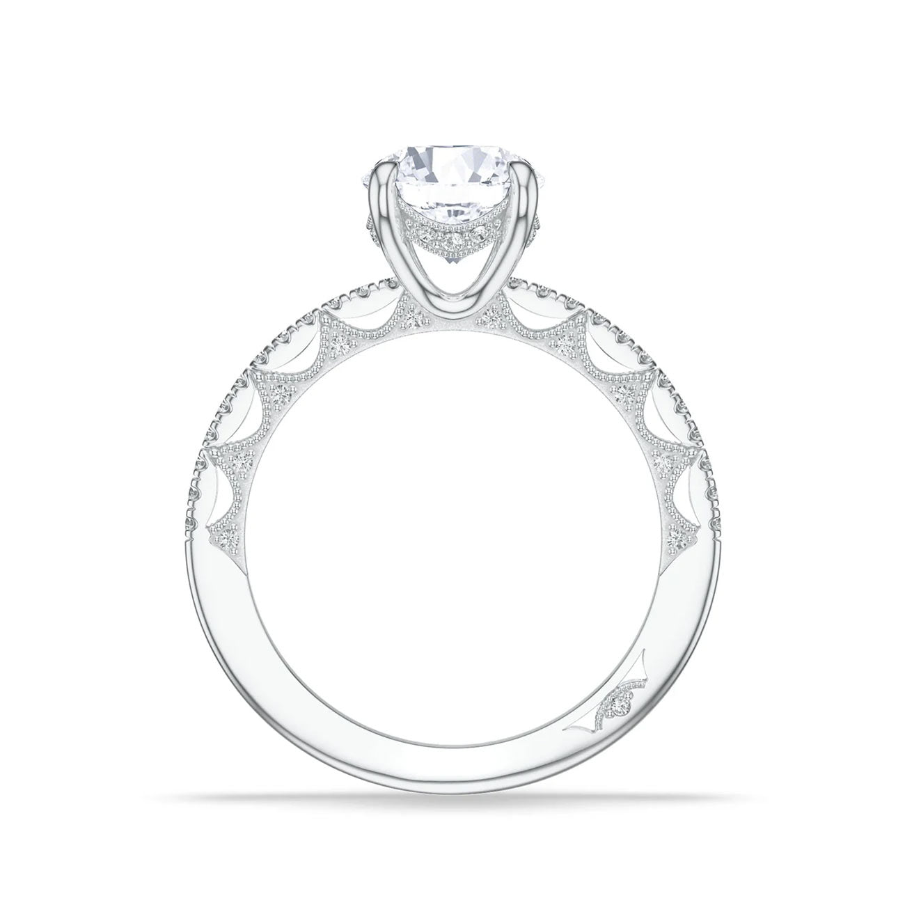 Tacori Lunetta Crescent Lunetta Crescent Round Halfway Pave Engagement Ring Setting