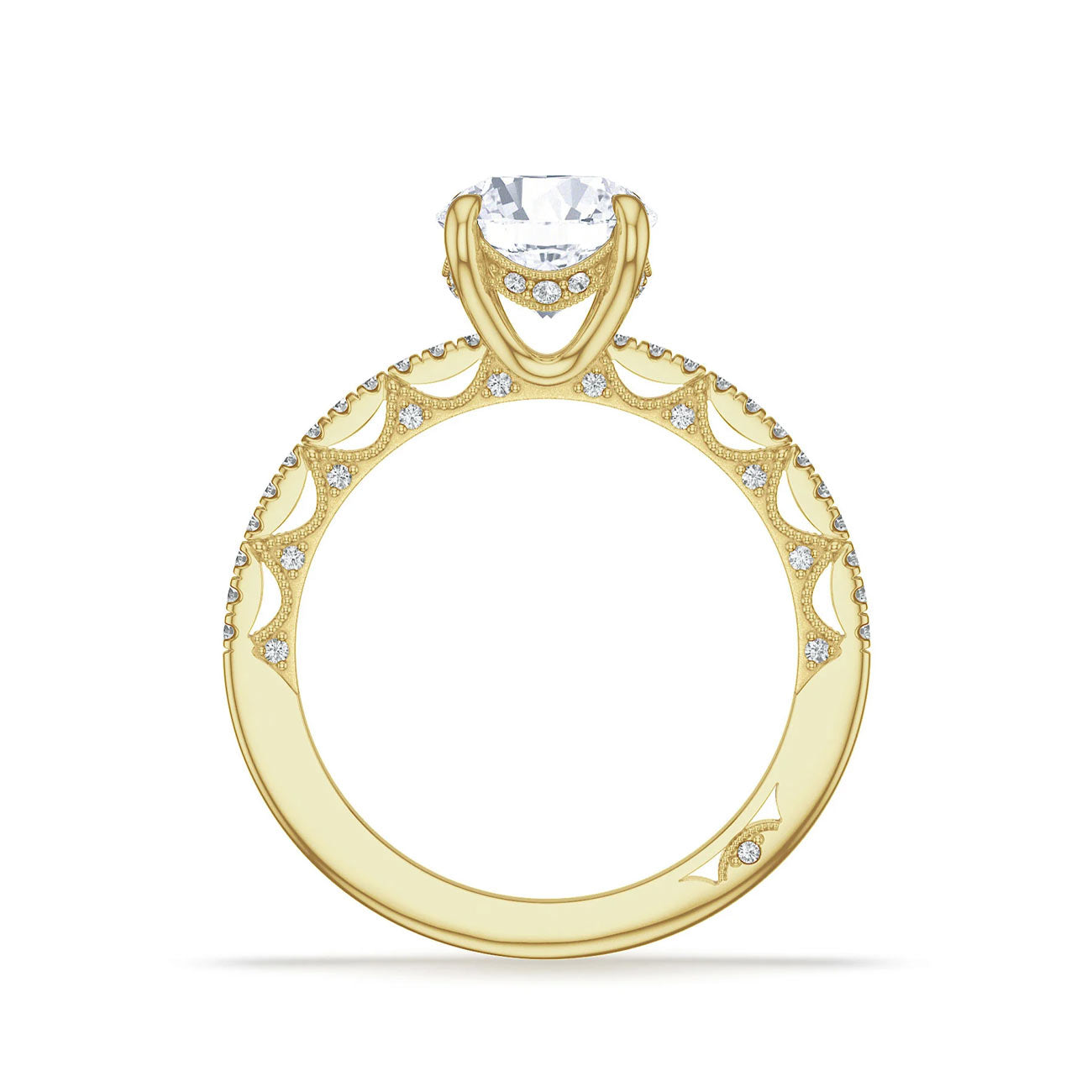 Tacori Lunetta Crescent Round Halfway Pave Engagement Ring Setting