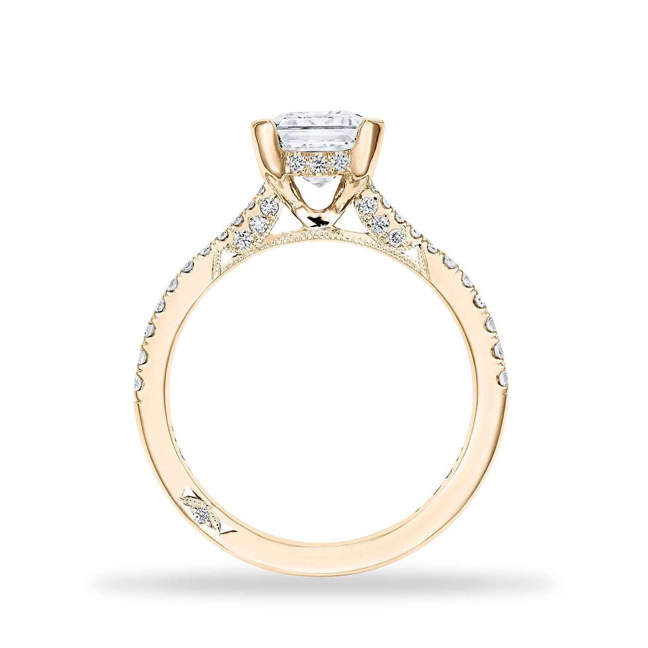 Tacori Radiant Emerald Hidden Halo Halfway Pave Engagement Ring Setting
