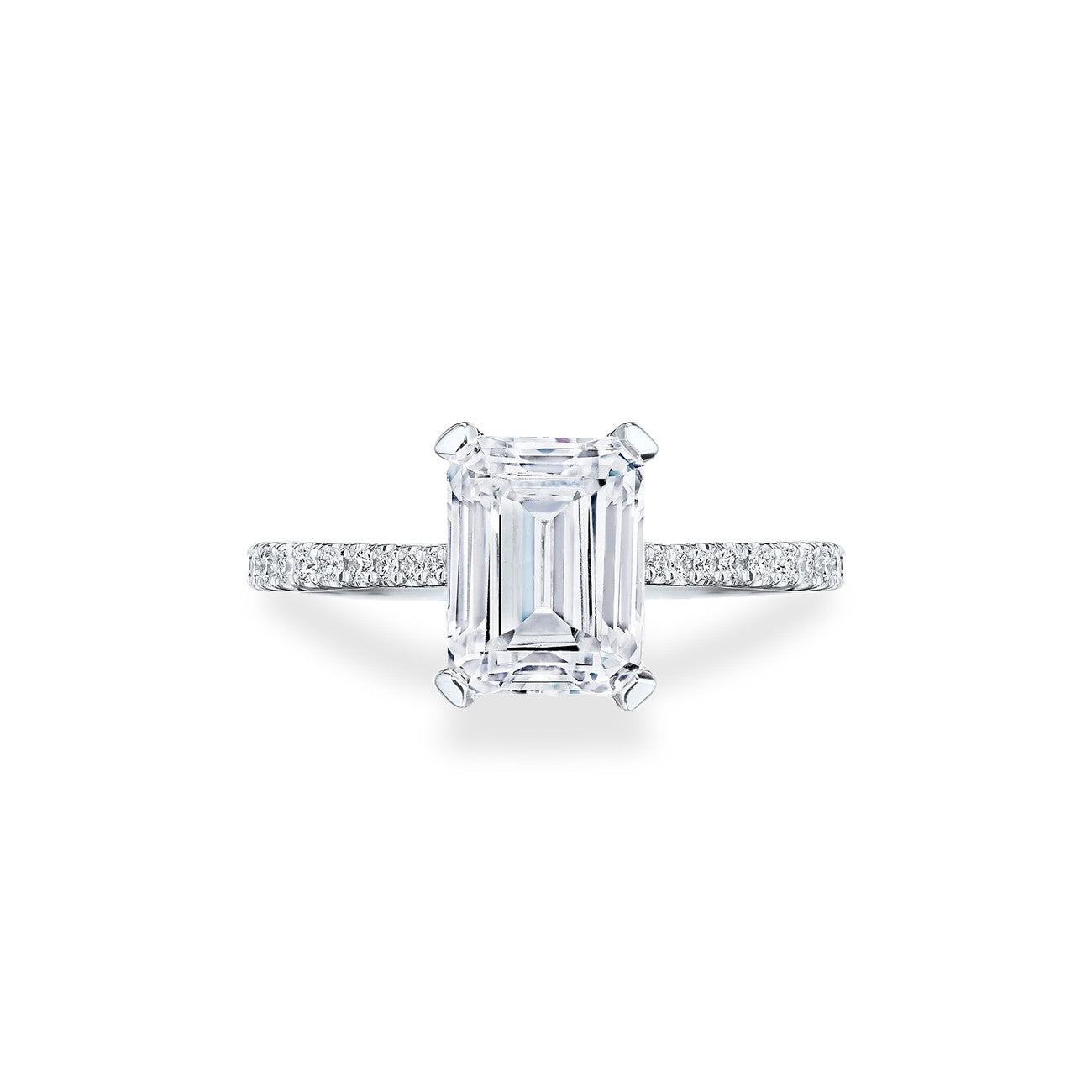Tacori Radiant Emerald Hidden Halo Halfway Pave Engagement Ring Setting