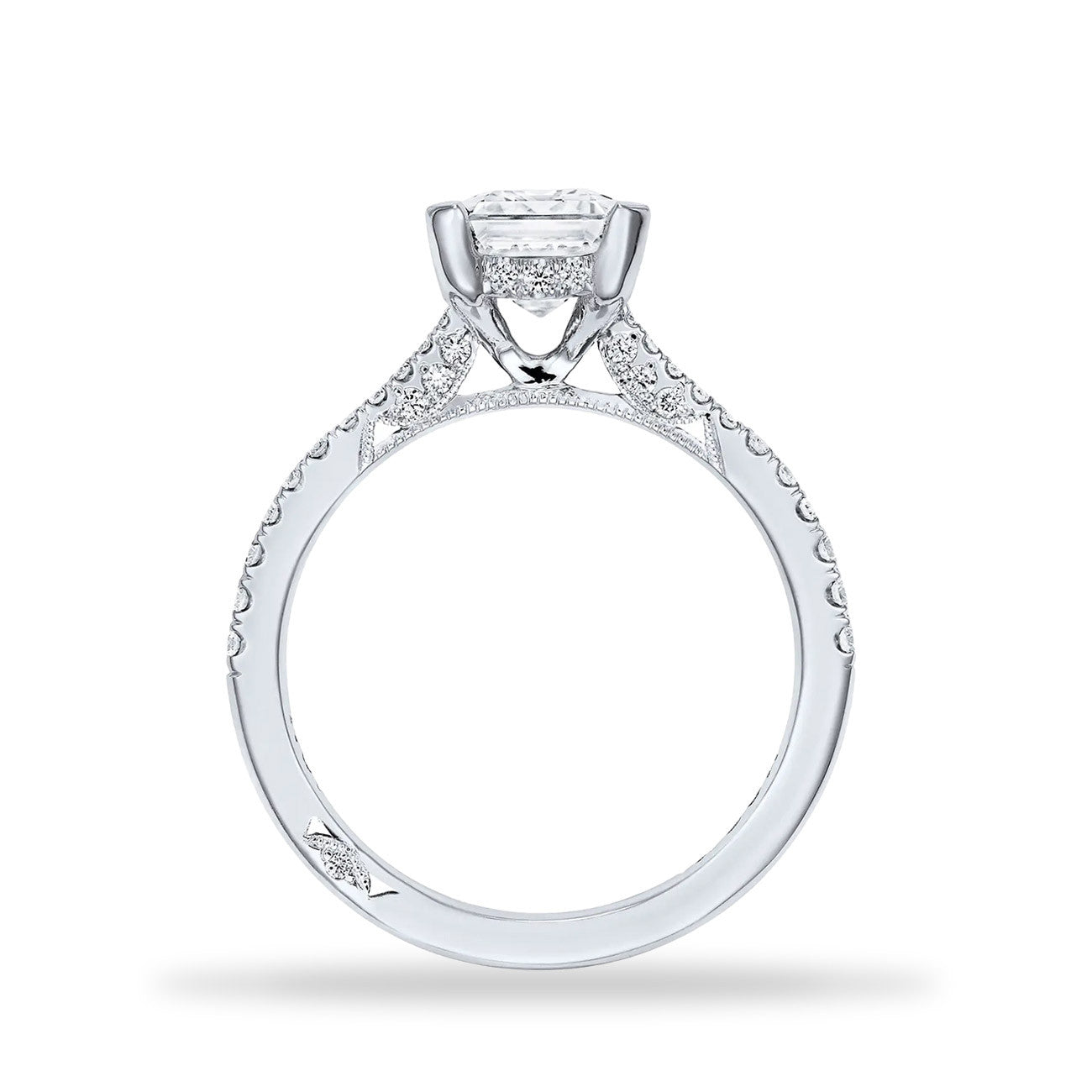 Tacori Radiant Emerald Hidden Halo Halfway Pave Engagement Ring Setting