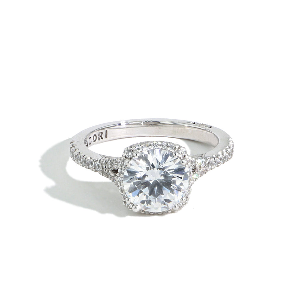Tacori Dantela Emerald Cut Bloom with Split Shank in Platinum