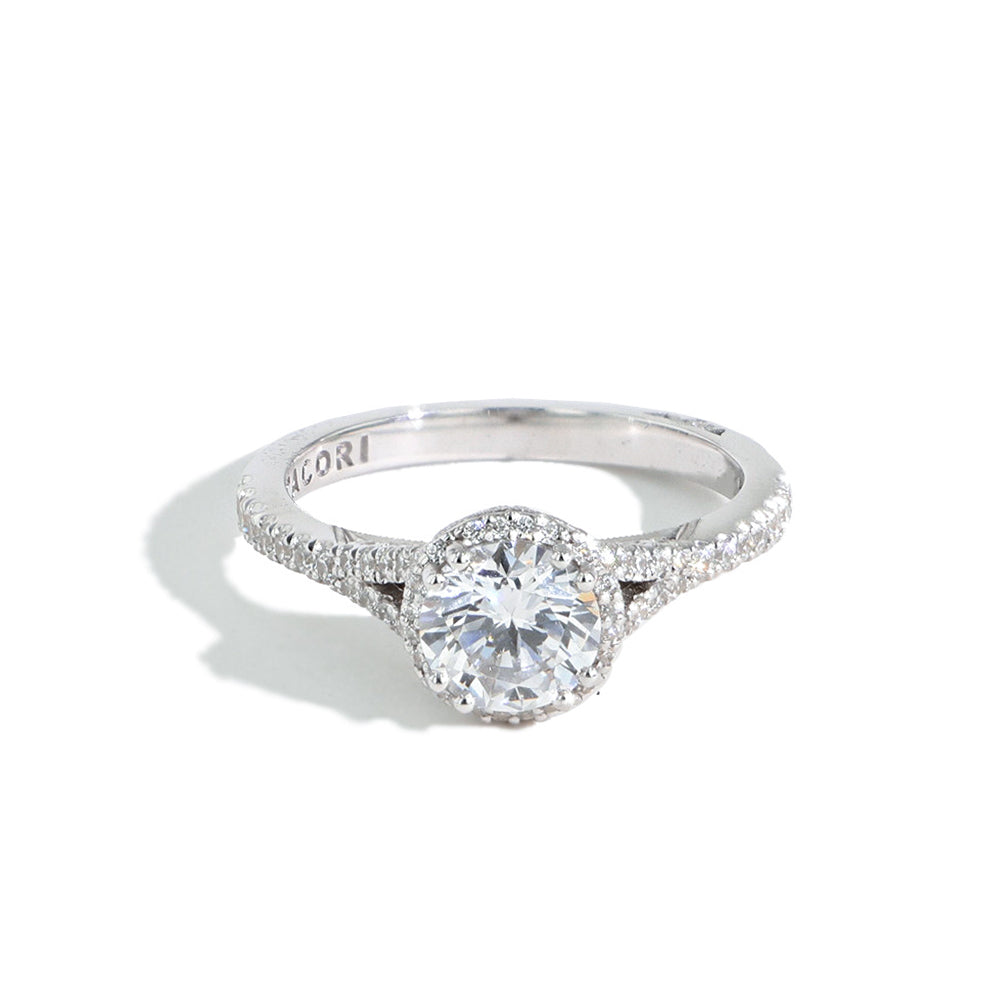 Tacori Dantela Emerald Cut Bloom with Split Shank in Platinum